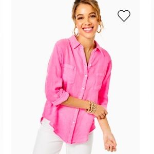 Lily Pulitzer Aura Pink Button Up Blouse